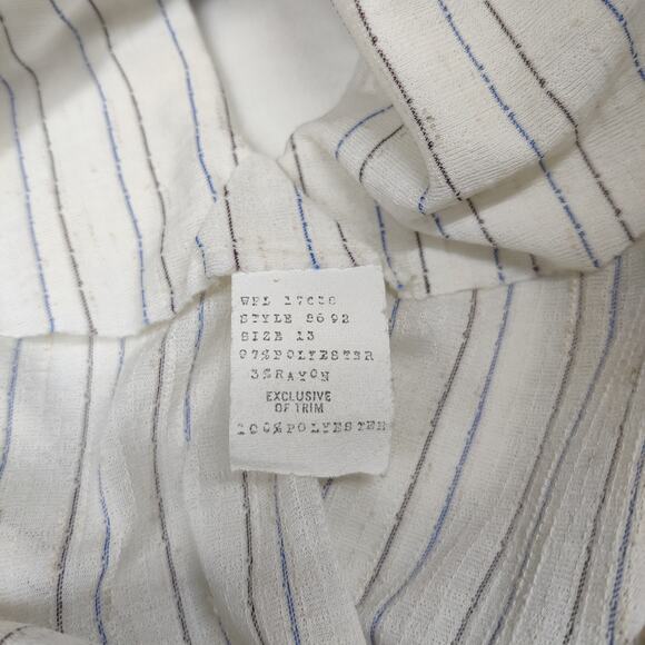 Vintage 70s White Brown Stripe 3/4 Sleeve Cottagecore Prairie Peasant Dress M/L - Picture 7 of 14